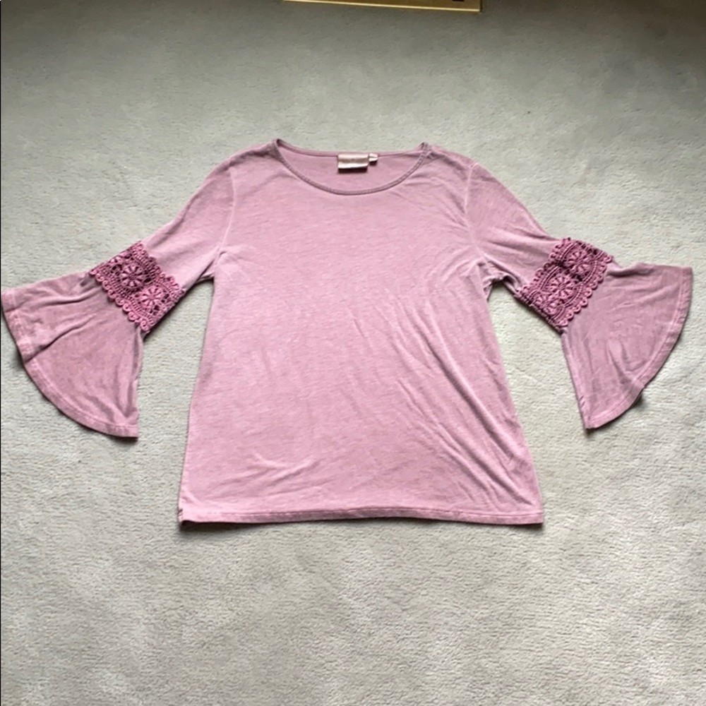 Pink Lace Butterfly Sleeve Top